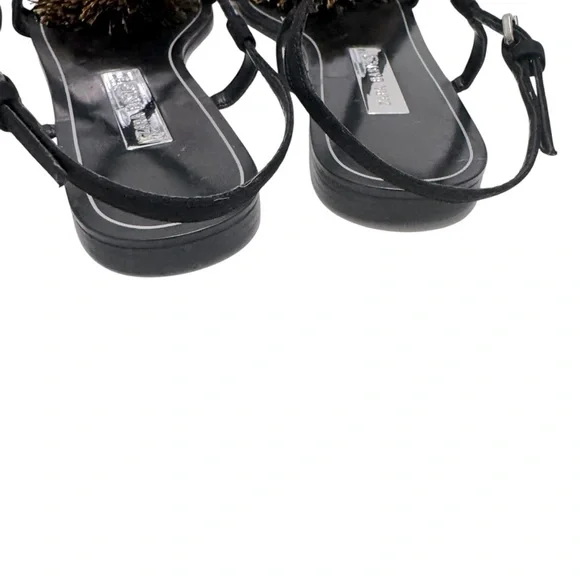 Zara Basic Collection Pom‎ Pom Strappy Flat Sandals Sz 8, - Picture 4 of 8